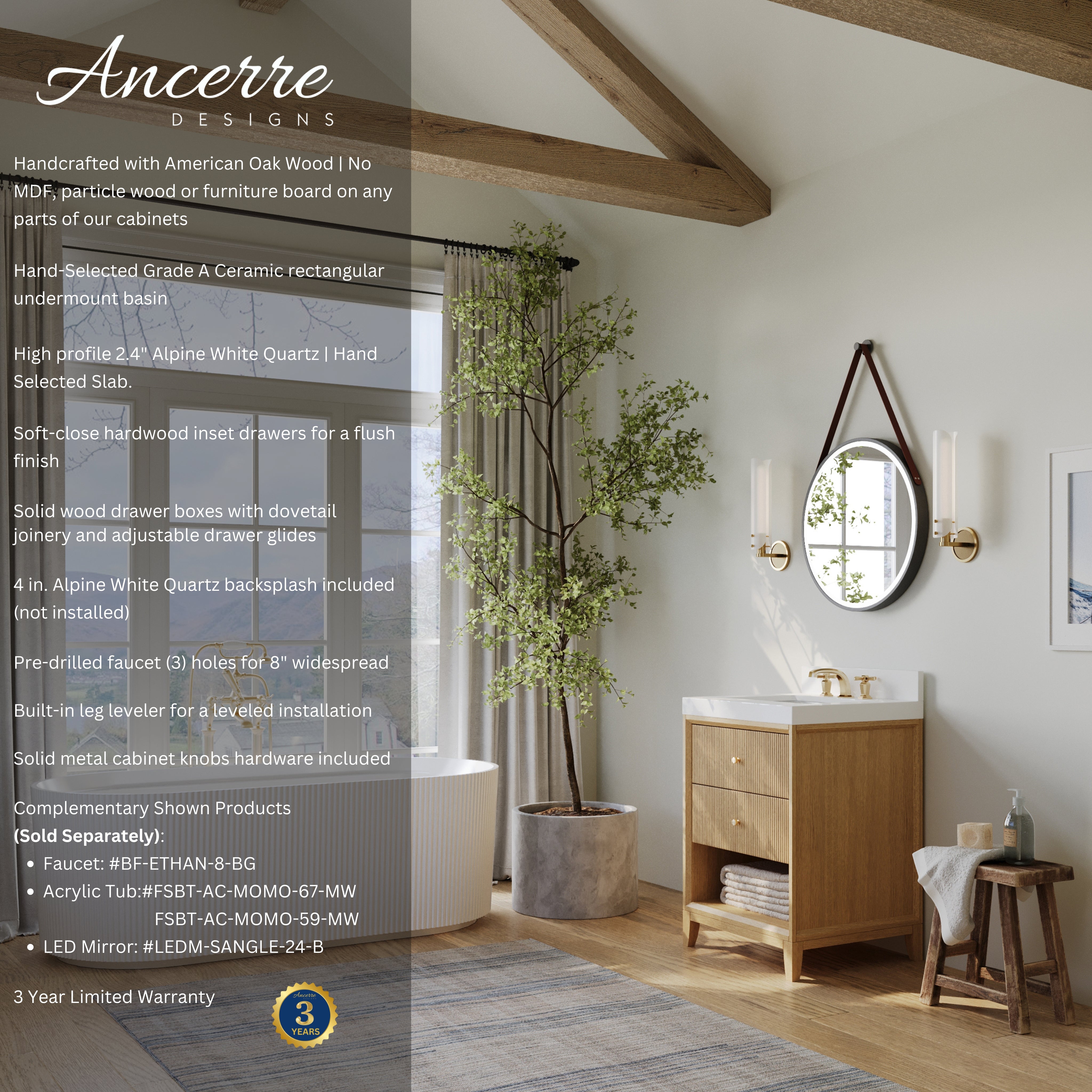 Bathroom Vanity | Ancerre Momo Collection Oak Vanity Set – Ancerre