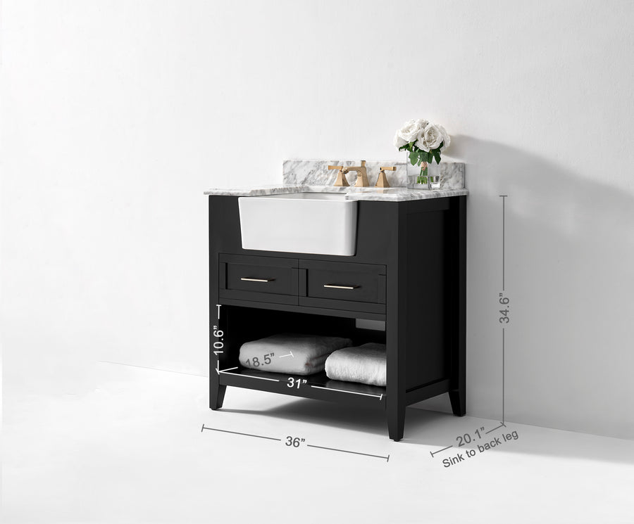 Hayley Bathroom Vanity Cabinet Set Collection - Ancerre Designs 36 inch | Single Sink Black Onyx