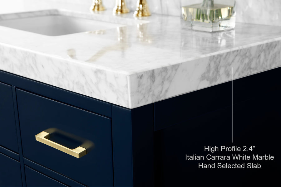 Elizabeth Bathroom Vanity Cabinet Set Collection - Ancerre Designs 48 inch | Single Sink Heritage Blue Brushed Gold