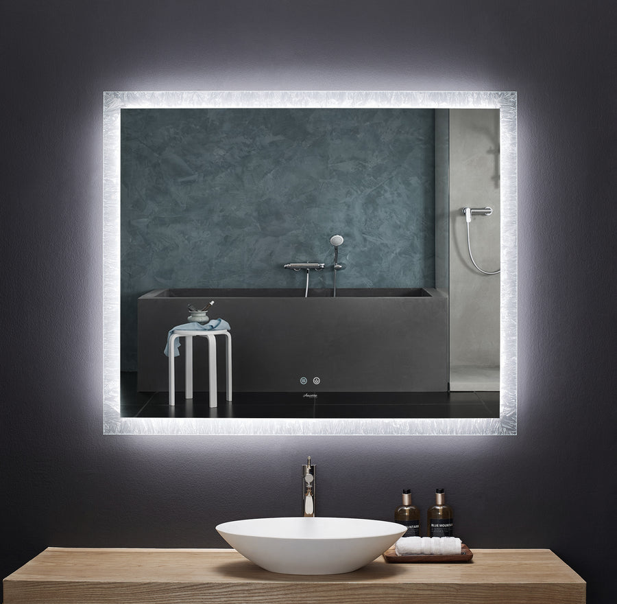 Frysta LED Frameless Rectangular Mirror Lighted Bathroom Vanity with Dimmer and Defogger - Ancerre Designs 48 inch.