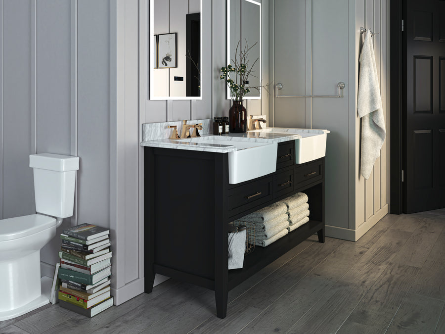 Hayley Bathroom Vanity Cabinet Set Collection - Ancerre Designs 60 inch | Double Sink Black Onyx