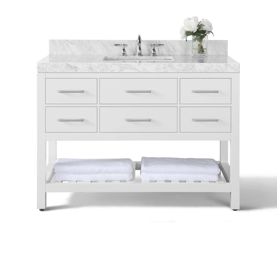Elizabeth Bathroom Vanity Cabinet Set Collection - Ancerre Designs 48 inch | Single Sink White Brushed Nickel