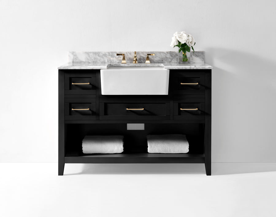 Hayley Bathroom Vanity Cabinet Set Collection - Ancerre Designs 48 inch | Single Sink Black Onyx