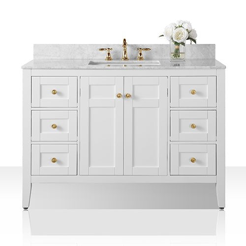 Maili Bathroom Vanity Cabinet Set Collection - Ancerre Designs 48 inch | Single Sink White Brushed Gold