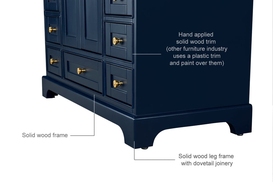 Audrey Bathroom Vanity Cabinet Set Collection - Ancerre Designs 60 inch | Double Sink Heritage Blue Brushed Gold