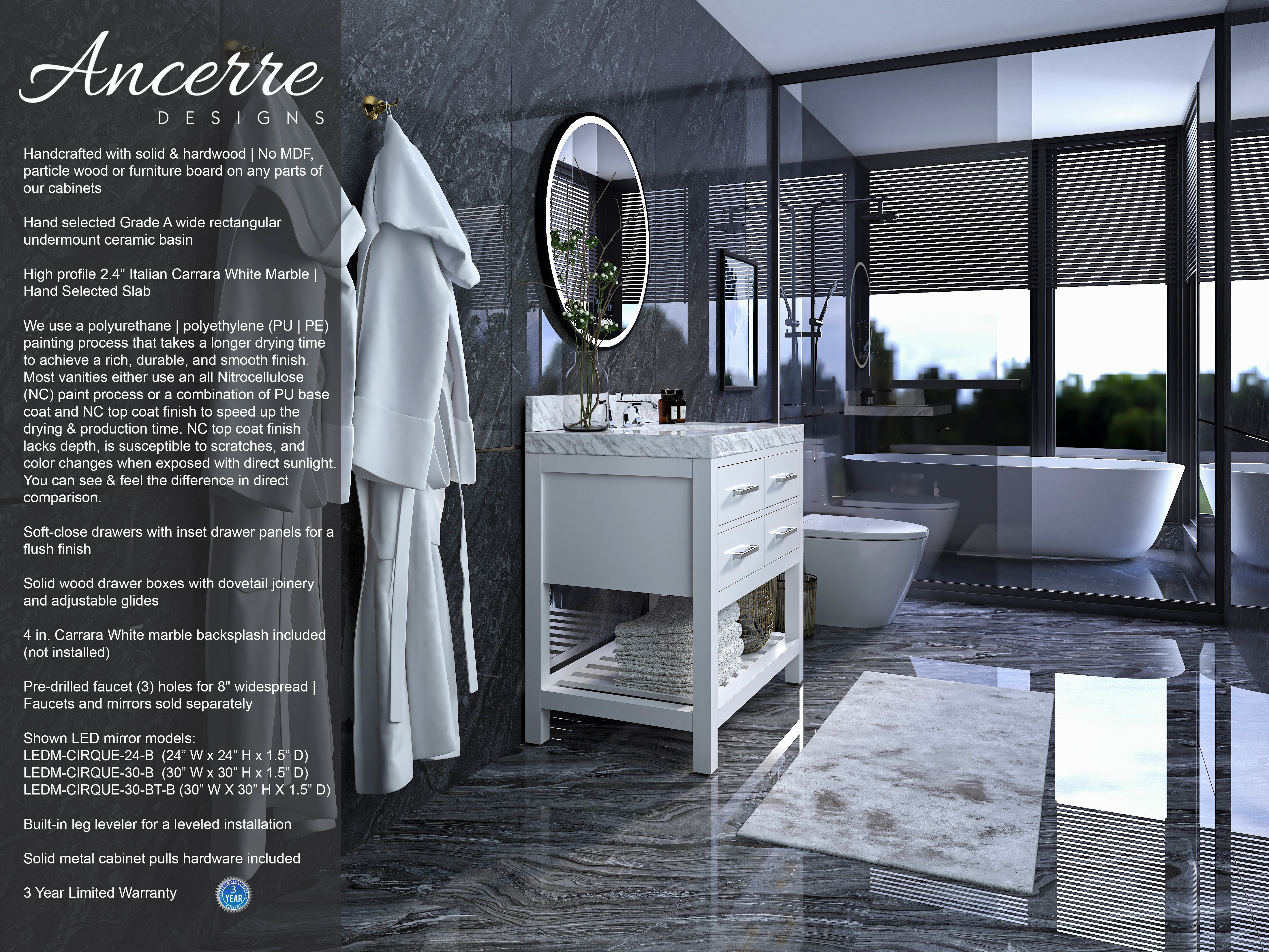 Hannah Bathroom Vanity with Sink and Black Quartz Top Cabinet Set – Ancerre  Designs