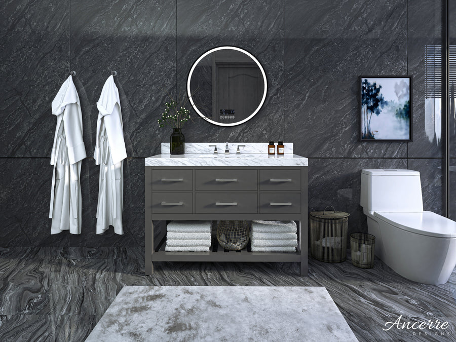 Elizabeth Bathroom Vanity Cabinet Set Collection - Ancerre Designs 48 inch | Single Sink Sapphire Gray Brushed Nickel