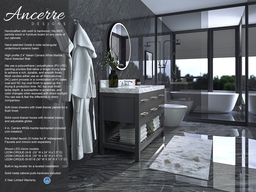 Elizabeth Bathroom Vanity Cabinet Set Collection - Ancerre Designs 48 inch | Single Sink Sapphire Gray Brushed Nickel