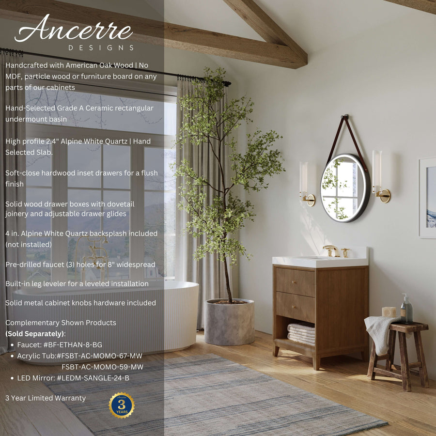 Bathroom Vanity | Ancerre Momo Collection Oak Vanity Set – Ancerre