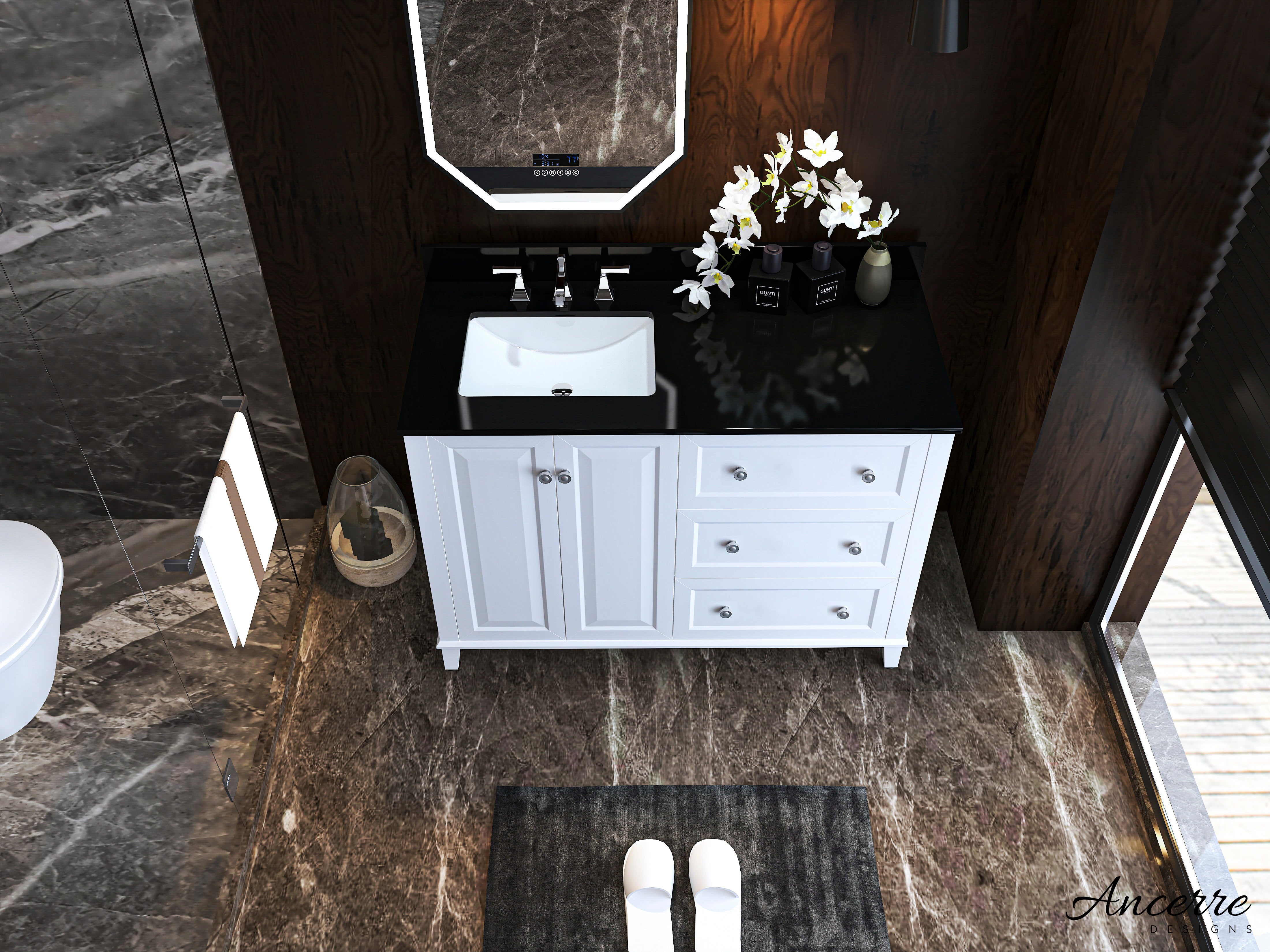 Hannah Bathroom Vanity with Sink and Black Quartz Top Cabinet Set ...