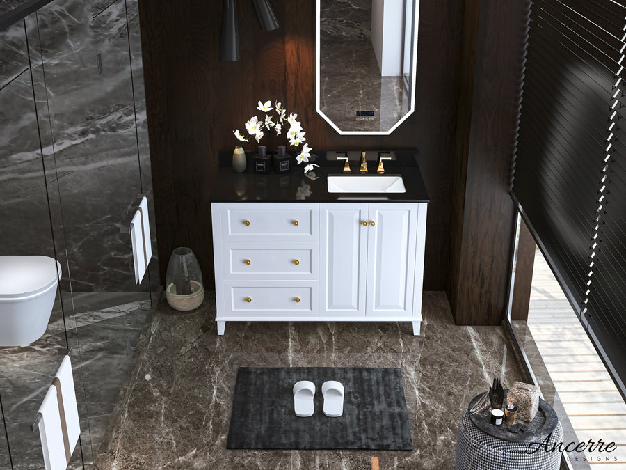 Hannah Bathroom Vanity with Sink and Black Quartz Top Cabinet Set