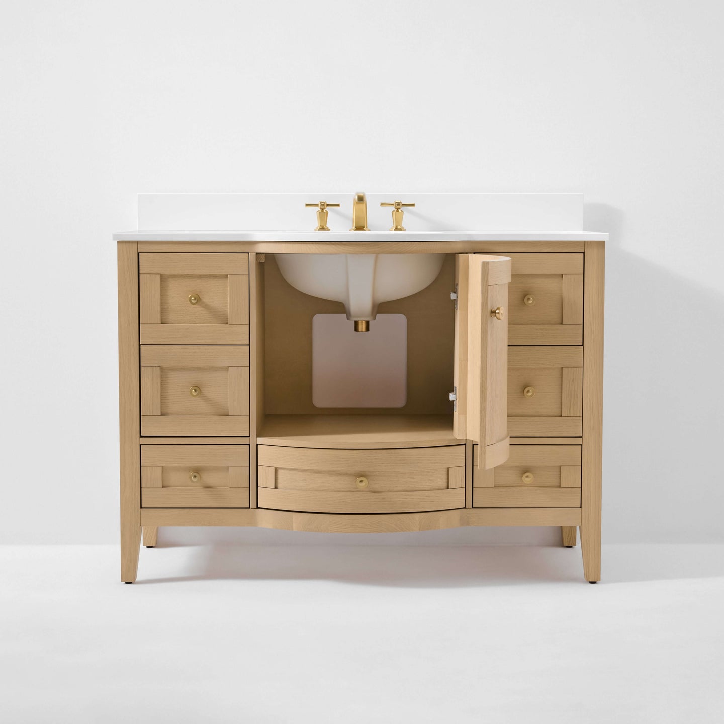 Lauren Bathroom Vanity Collection featuring a stylish bathroom vanity with a white top and ample storage.