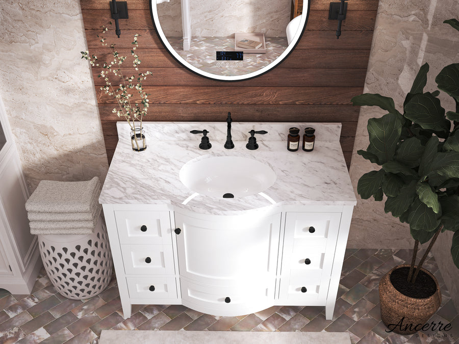 Lauren Bathroom Vanity with Sink and Carrara White Marble Top Cabinet Set