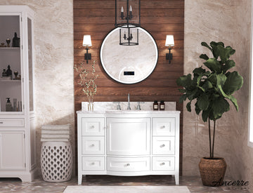 Lauren Bathroom Vanity with Sink and Carrara White Marble Top Cabinet Set