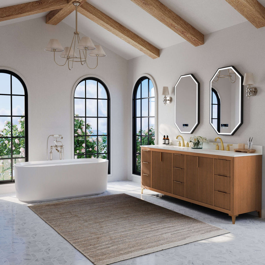 Turlington Bathroom Vanity Collection in Sienna Finish featuring elegant design and modern functionality.