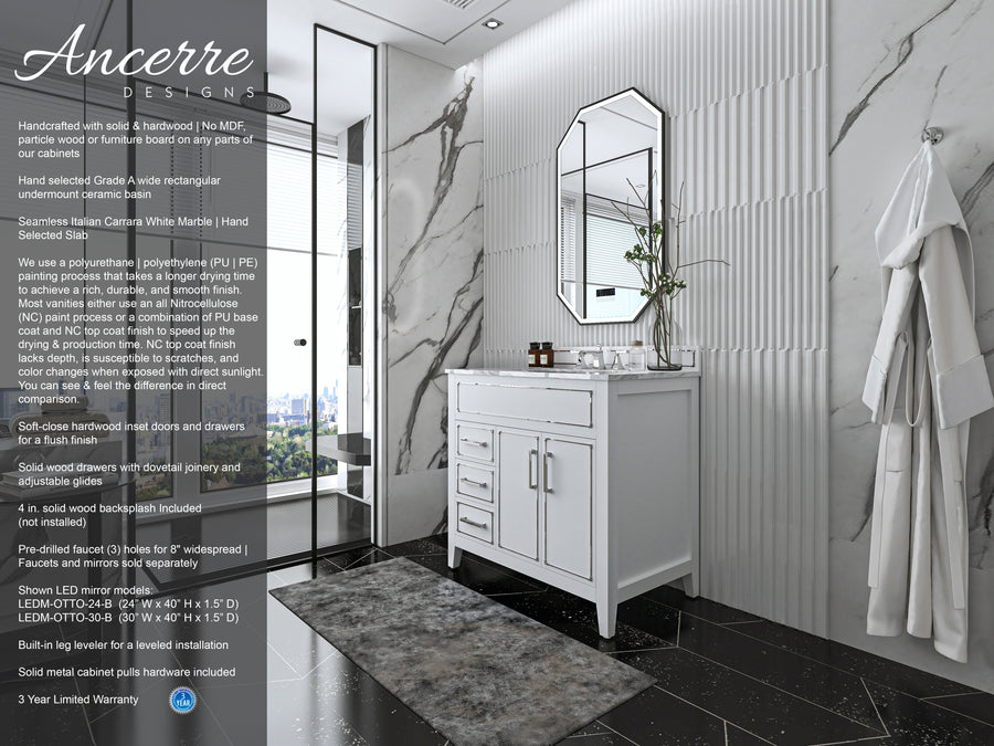Aspen Bathroom Vanity CabAspen Bathroom Vanity with Sink Cabinet Set Collection - Ancerre Designs 36 inch | Single Sink Whiteinet Set Collection - Ancerre Designs 36 inch | Single Sink White