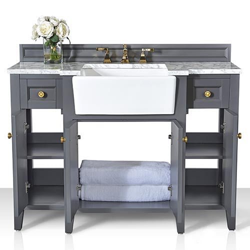 Adeline Bathroom Vanity with Farmhouse Sink  - Ancerre Designs 48 inch | Single Sink Sapphire Gray