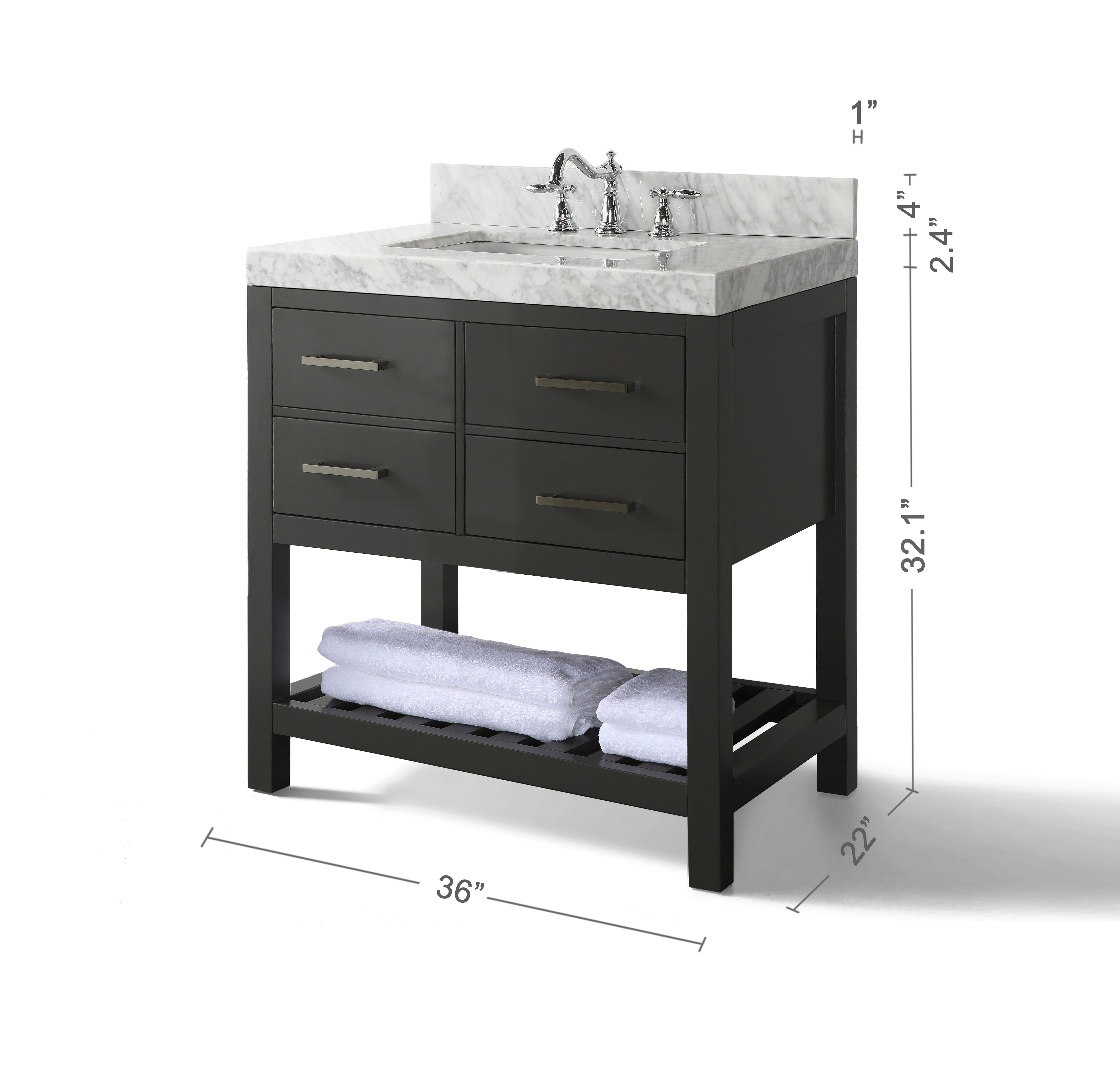 Elizabeth Bathroom Vanity with Sink and Carrara White Marble Top Set ...