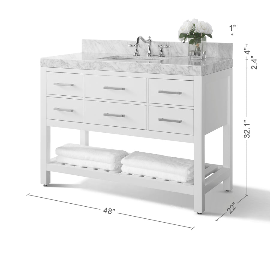 Elizabeth Bathroom Vanity with Sink and Carrara White Marble Top Cabinet Set