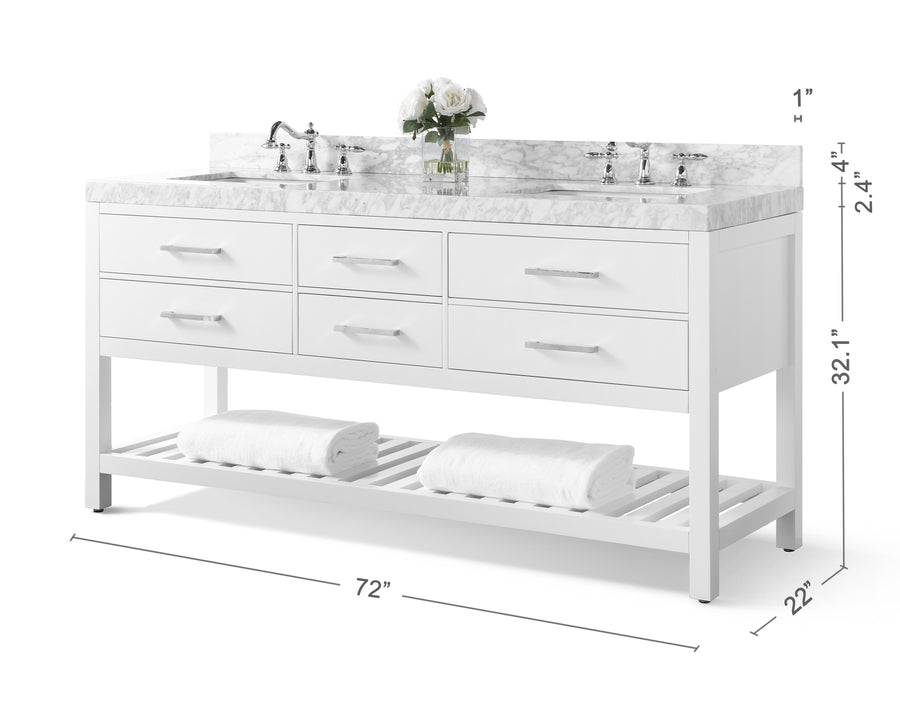 Elizabeth Bathroom Vanity with Sink and Carrara White Marble Top Cabinet Set