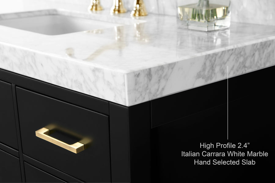 Elizabeth Bathroom Vanity Cabinet Set Collection - Ancerre Designs 48 inch | Single Sink Black Onyx Brushed Gold