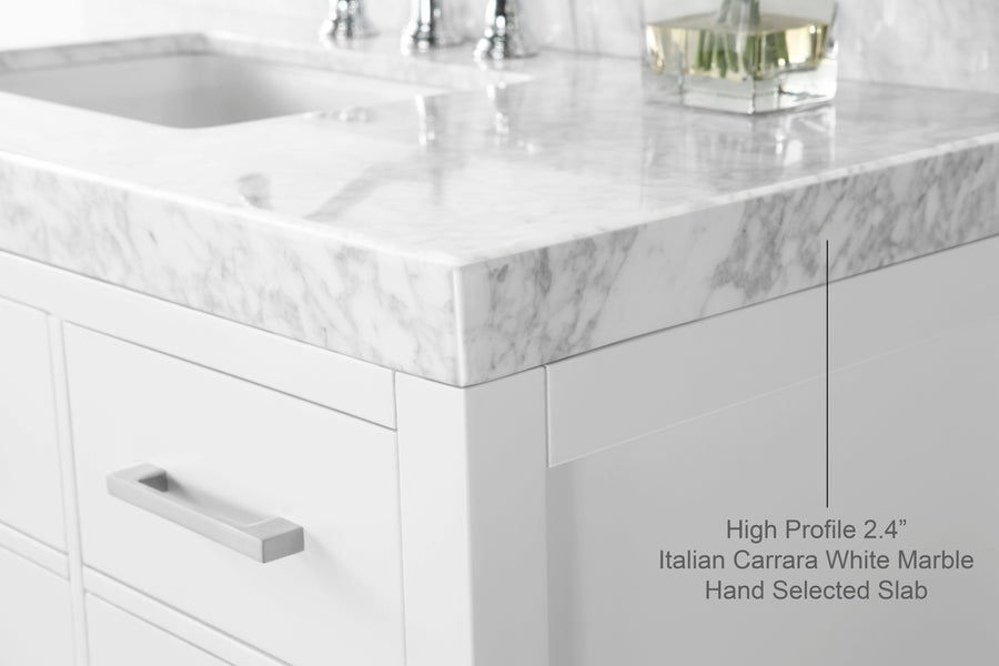 Elizabeth Bathroom Vanity Cabinet Set Collection - Ancerre Designs 72 inch | Double Sink White Brushed Nickel