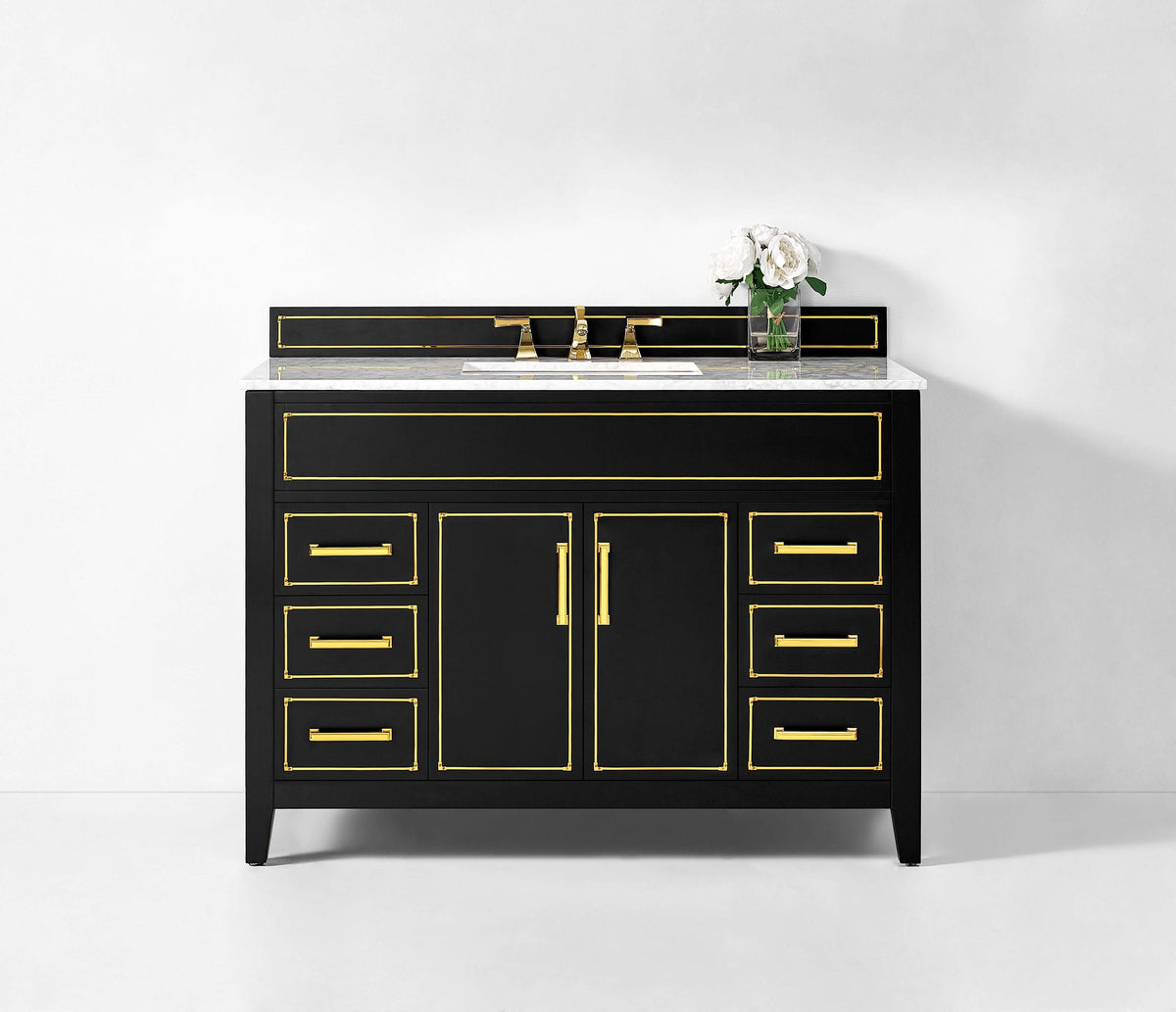 Aspen Bathroom Vanity with Sink Cabinet Set Collection - Ancerre Designs 48 inch | Single Sink Black Onyx