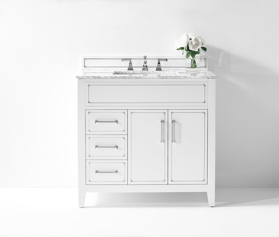 Aspen Bathroom Vanity with Sink Cabinet Set Collection - Ancerre Designs 36 inch | Single Sink White