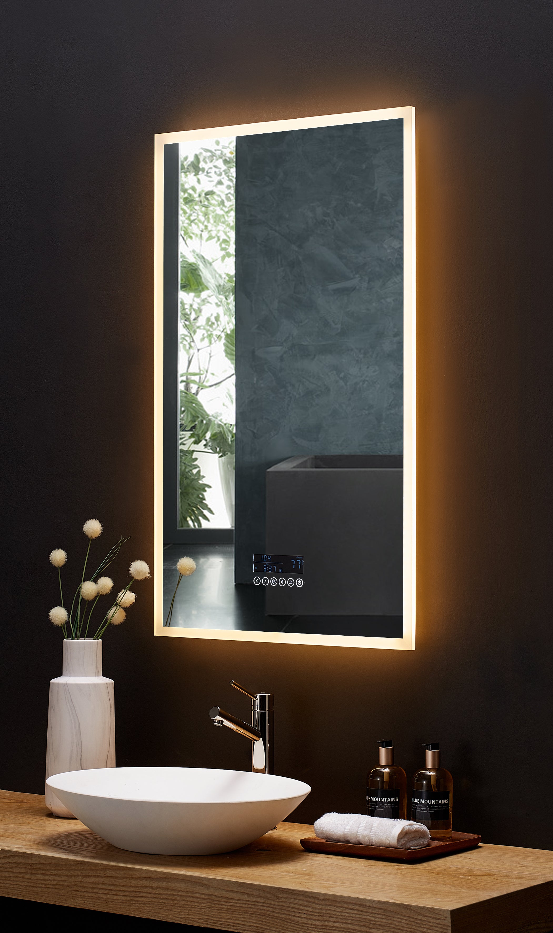 Immersion LED Lighted Bathroom Vanity Mirror with Bluetooth, Defogger ...