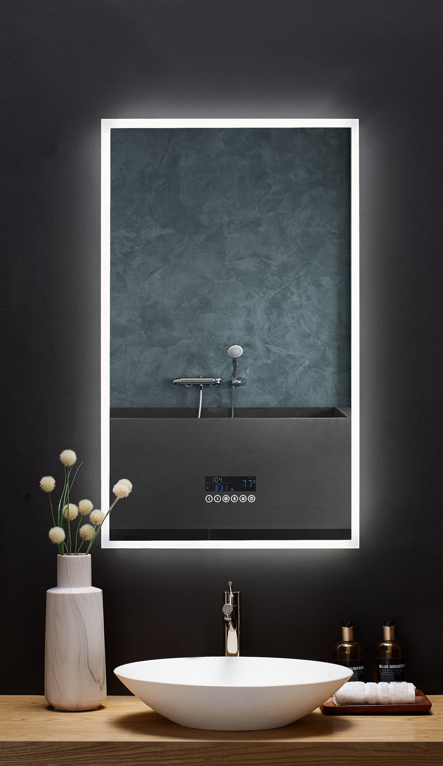 Immersion LED Lighted Bathroom Vanity Mirror with Bluetooth, Defogger, –  Ancerre Designs