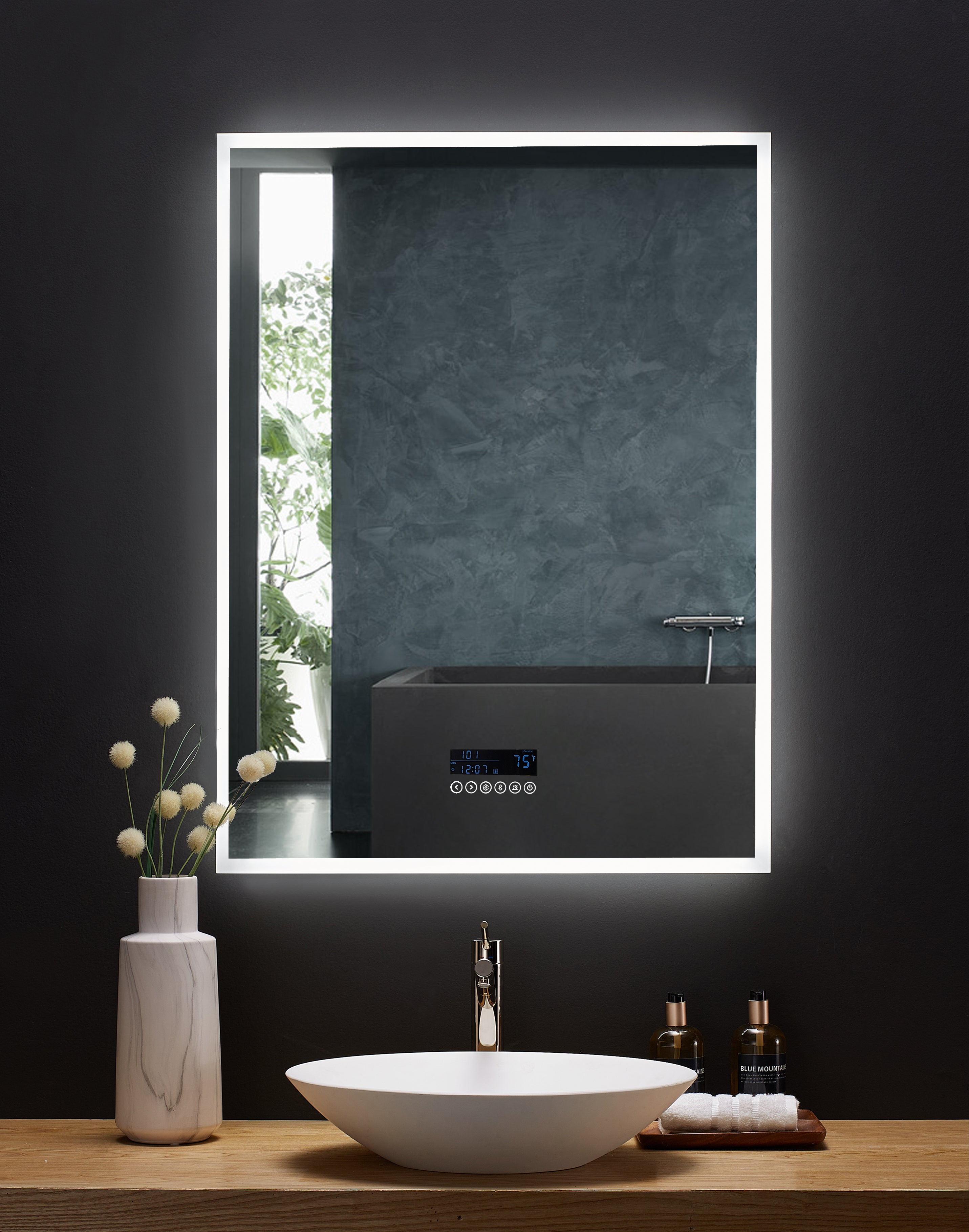 Immersion LED Lighted Bathroom Vanity Mirror with Bluetooth, Defogger ...