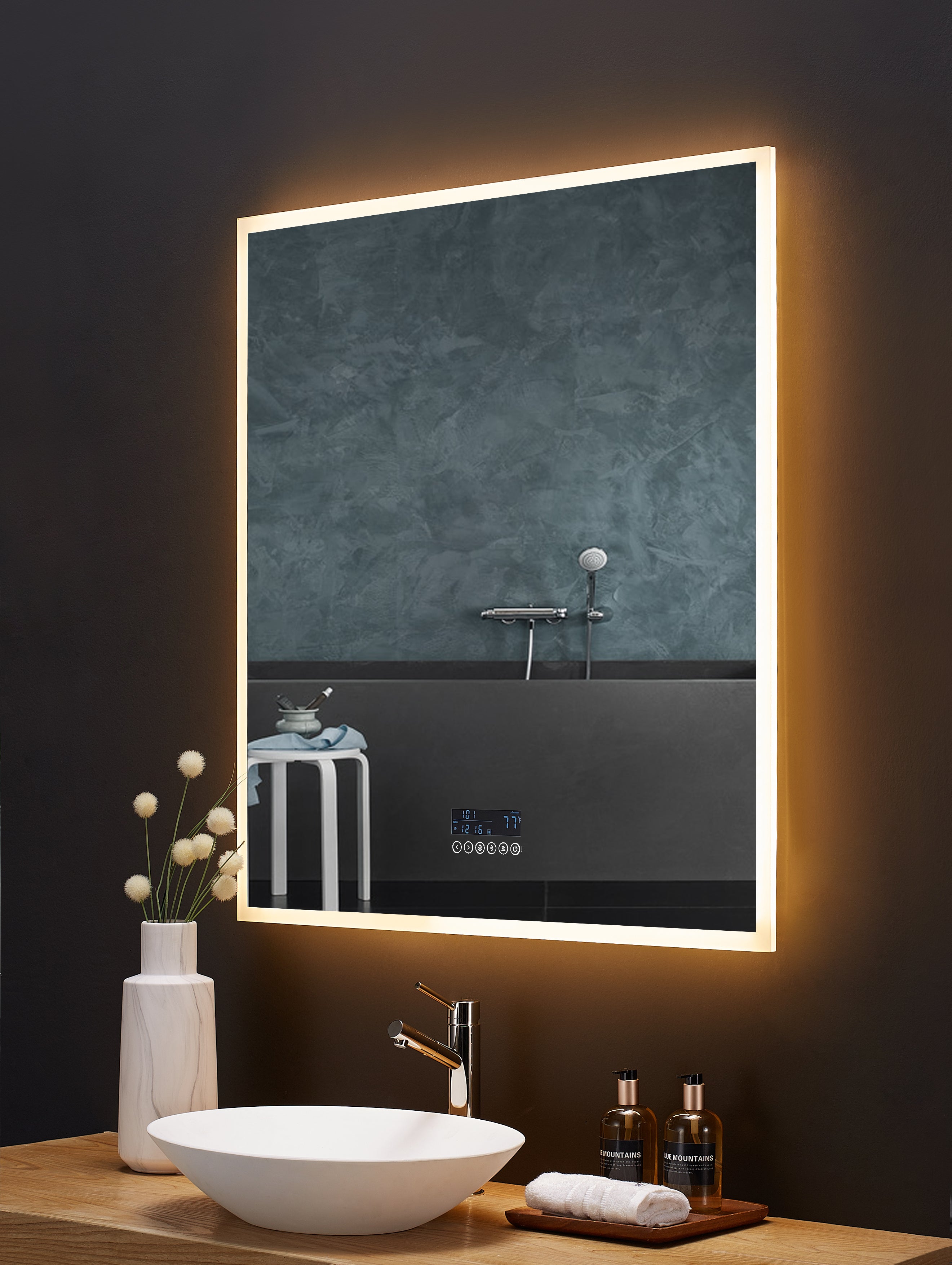 Immersion LED Lighted Bathroom Vanity Mirror with Bluetooth, Defogger ...