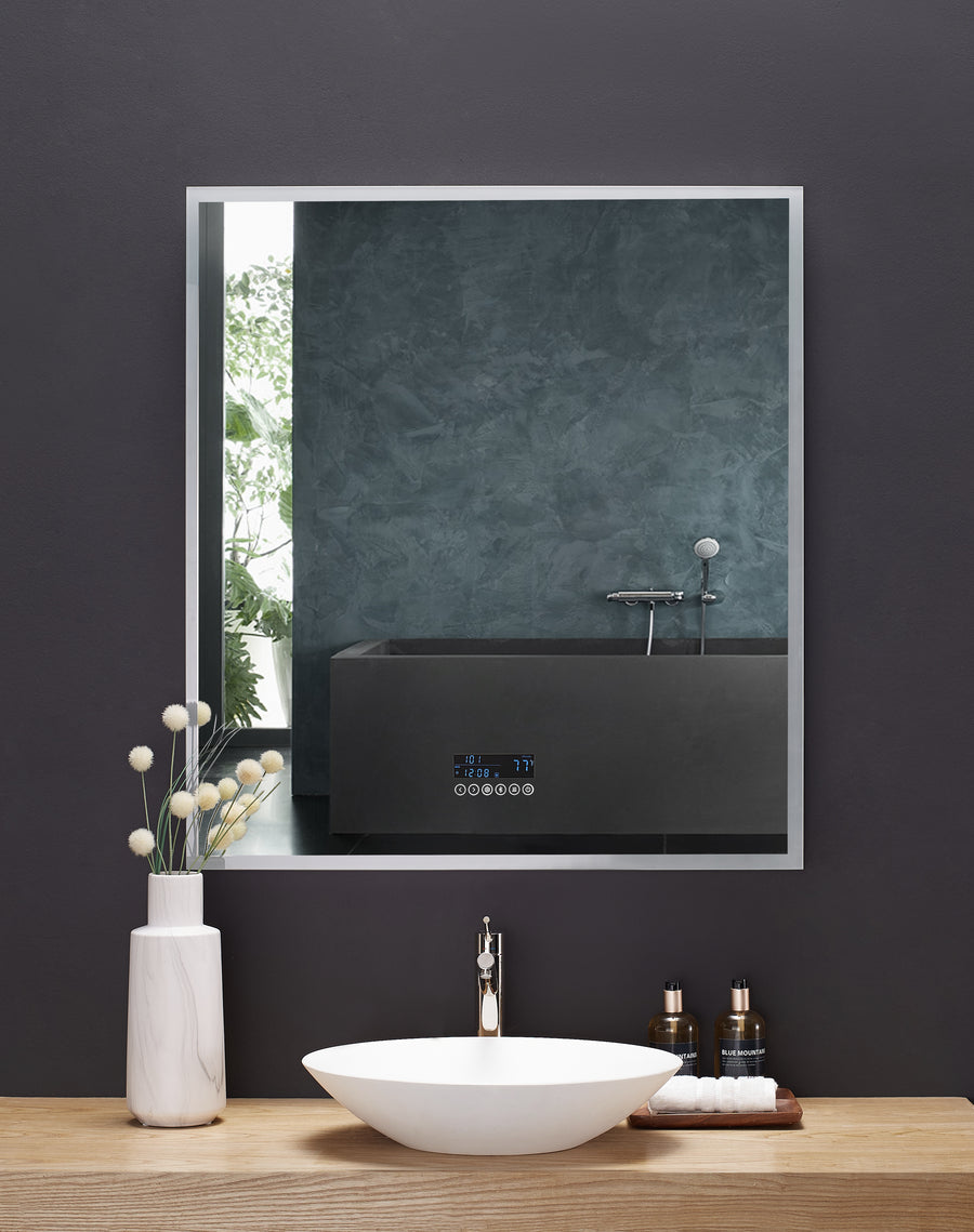 Immersion LED Lighted Bathroom Vanity Mirror with Bluetooth, Defogger, and Digital Display - Ancerre Designs 36 inch.