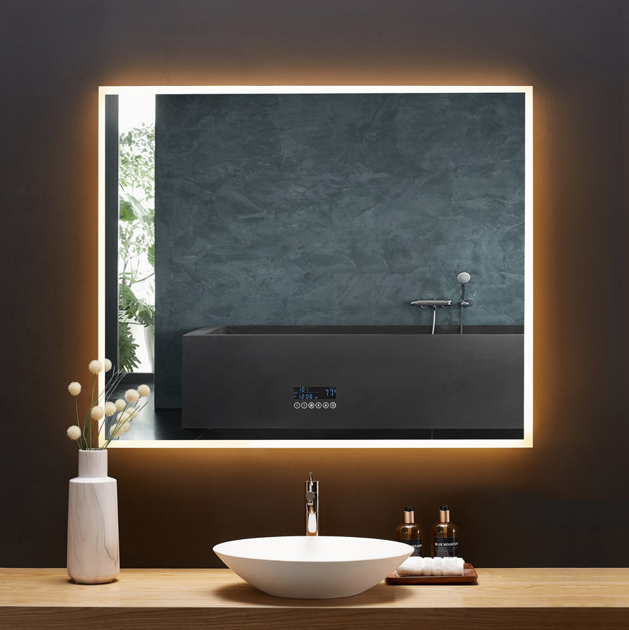 Immersion LED Lighted Bathroom Vanity Mirror with Bluetooth, Defogger, and Digital Display - Ancerre Designs 48 inch.