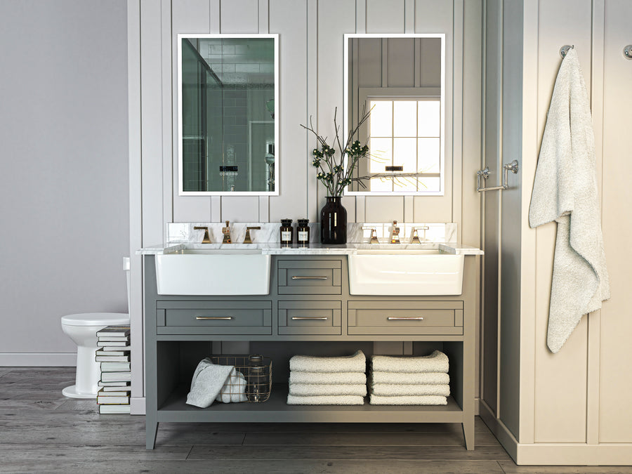 Hayley Bathroom Vanity Cabinet Set Collection - Ancerre Designs 60 inch | Double Sink Sapphire Gray