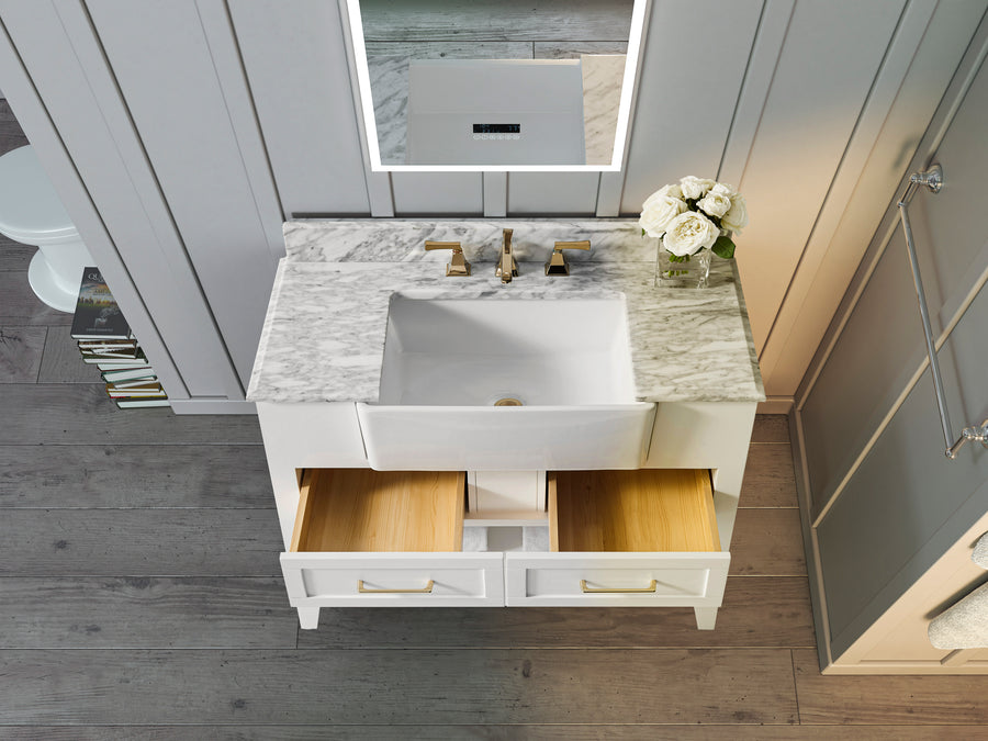 Hayley Bathroom Vanity Cabinet Set Collection - Ancerre Designs 36 inch | Single Sink White