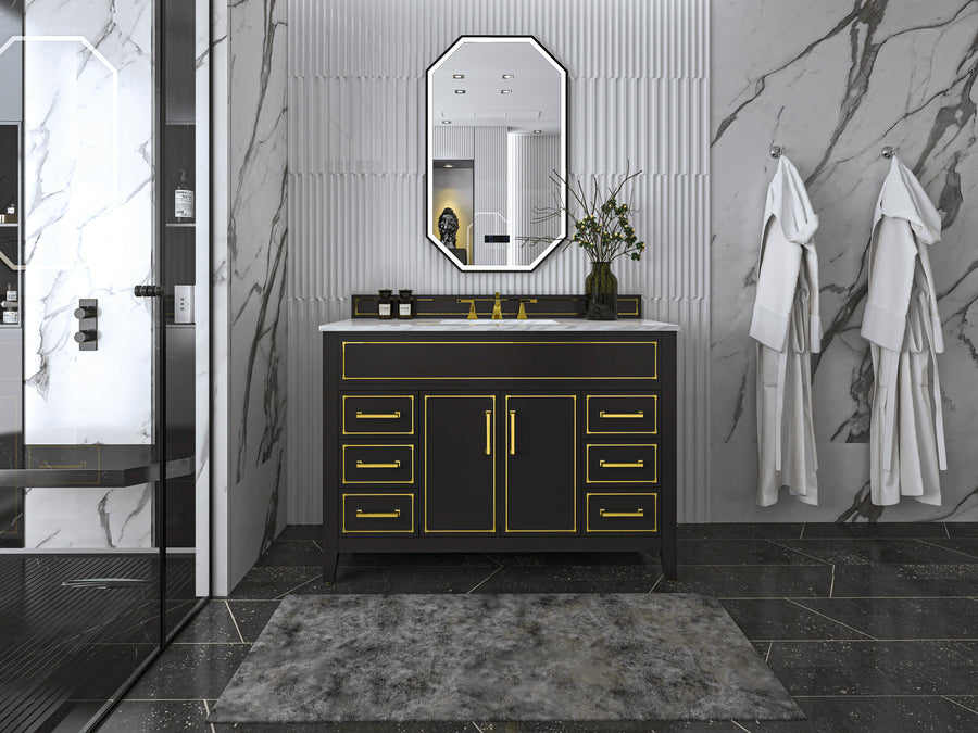 Aspen Bathroom Vanity with Sink Cabinet Set Collection - Ancerre Designs 48 inch | Single Sink Black Onyx