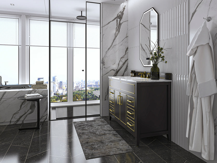 Aspen Bathroom Vanity with Sink Cabinet Set Collection - Ancerre Designs 48 inch | Single Sink Black Onyx