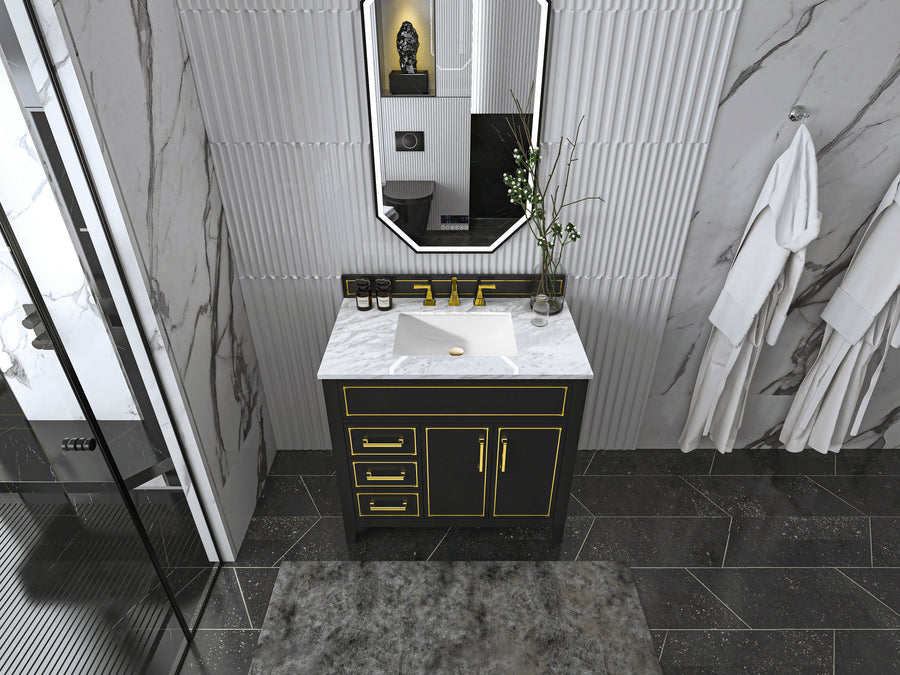 Aspen Bathroom Vanity with Sink Cabinet Set Collection - Ancerre Designs 36 inch | Single Sink Black Onyx