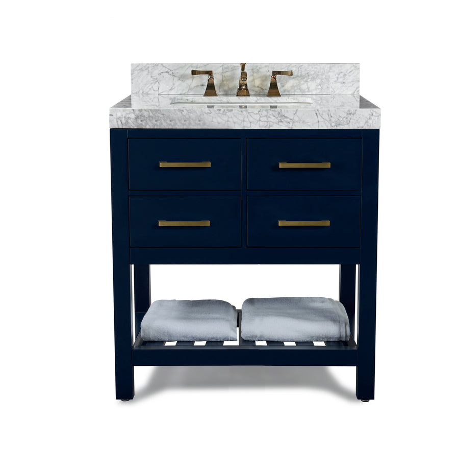 Elizabeth Bathroom Vanity Cabinet Set Collection - Ancerre Designs 36 inch | Single Sink Heritage Blue Brushed Gold