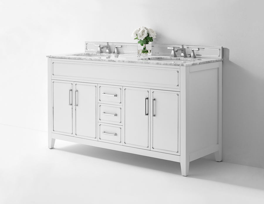 Aspen Bathroom Vanity with Sink Cabinet Set Collection - Ancerre Designs 60 inch | Double Sink White
