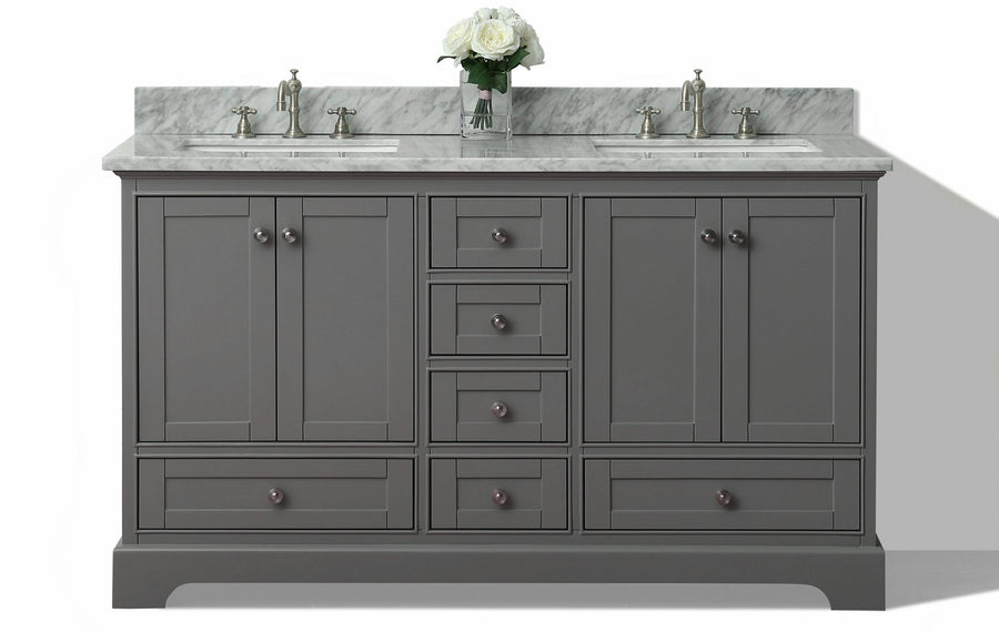 Audrey Bathroom Vanity Cabinet Set Collection - Ancerre Designs 72 inch | Double Sink Sapphire Gray Brushed Nickel