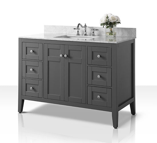 Maili Bathroom Vanity Cabinet Set Collection - Ancerre Designs 48 inch | Single Sink Sapphire Gray Brushed Nickel