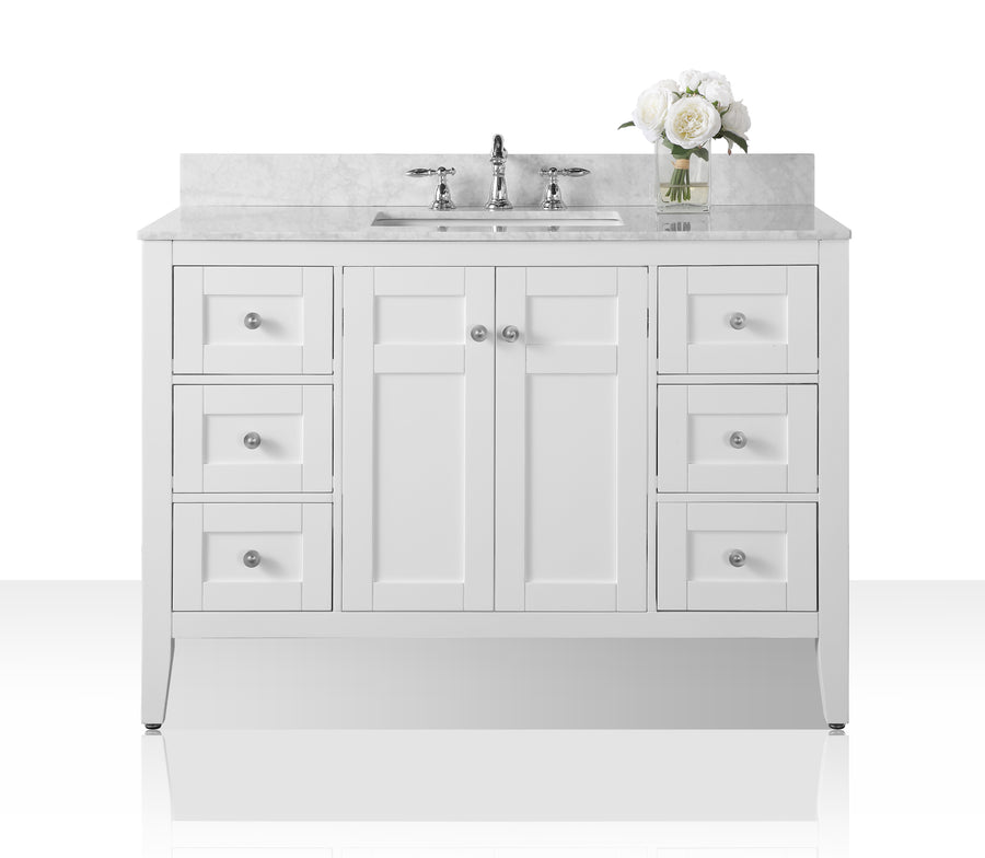 Maili Bathroom Vanity Cabinet Set Collection - Ancerre Designs 48 inch | Single Sink White Brushed Nickel
