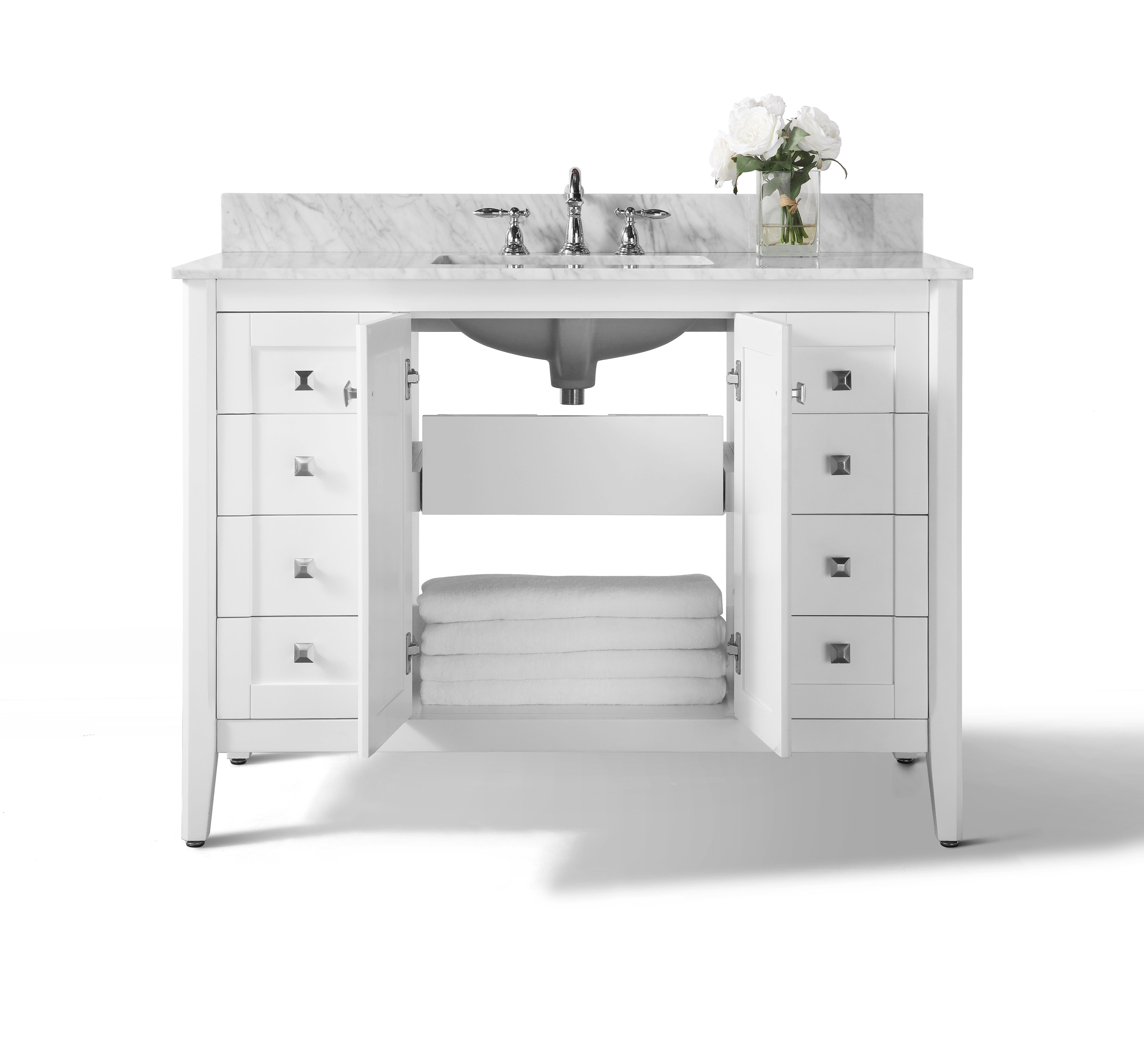 Shelton Bathroom Vanity with Sink and Carrara White Marble Top Ancerre Designs