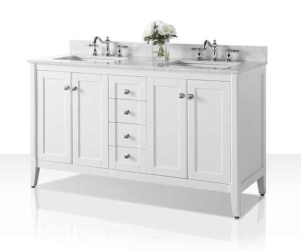 Shelton Bathroom Vanity Cabinet Set Collection - Ancerre Designs 60 inch | Double Sink White