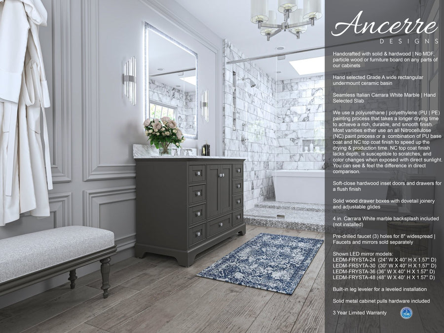 Audrey Bathroom Vanity Cabinet Set Collection - Ancerre Designs 48 inch | Single Sink Sapphire Gray Brushed Nickel