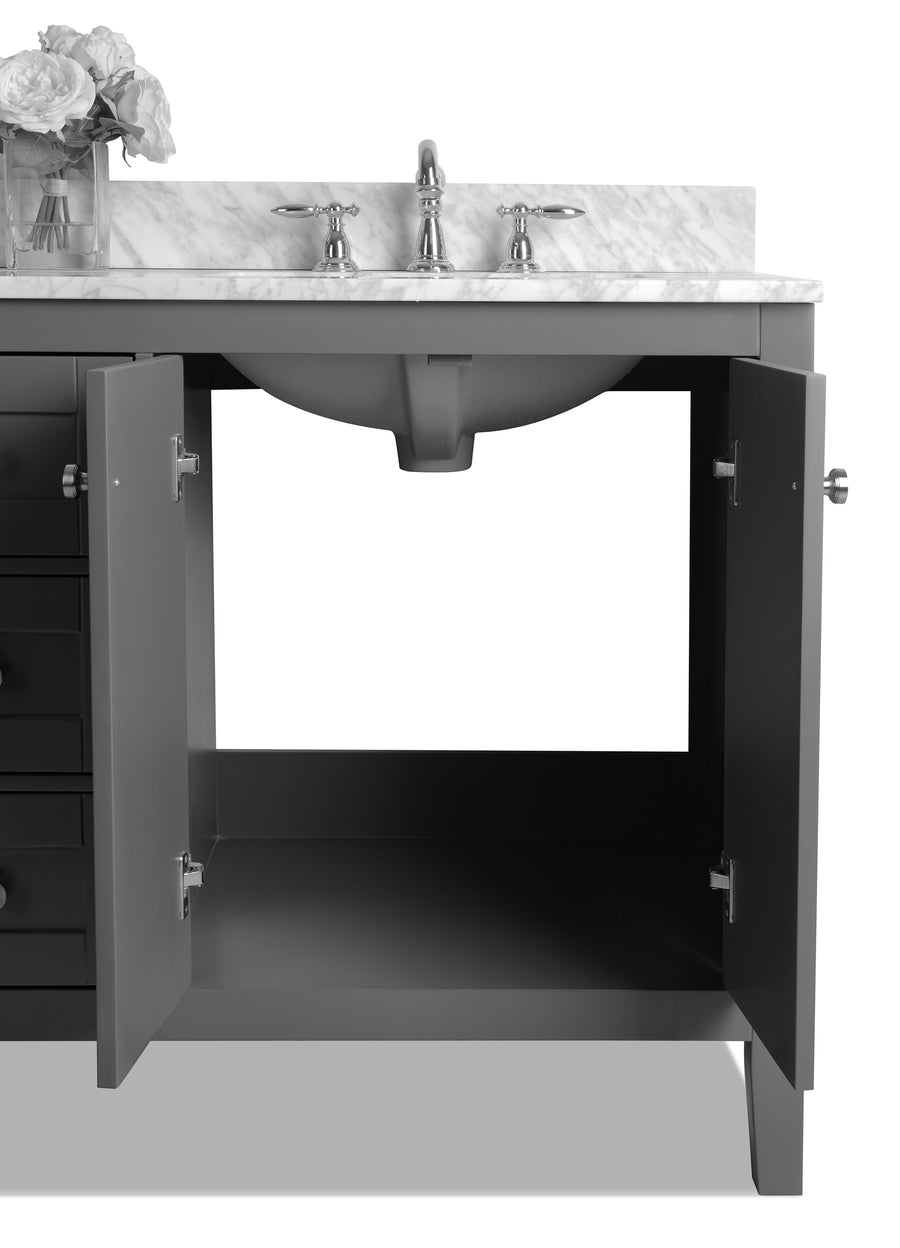 Maili Bathroom Vanity Cabinet Set Collection - Ancerre Designs 60 inch | Double Sink Sapphire Gray Brushed Nickel