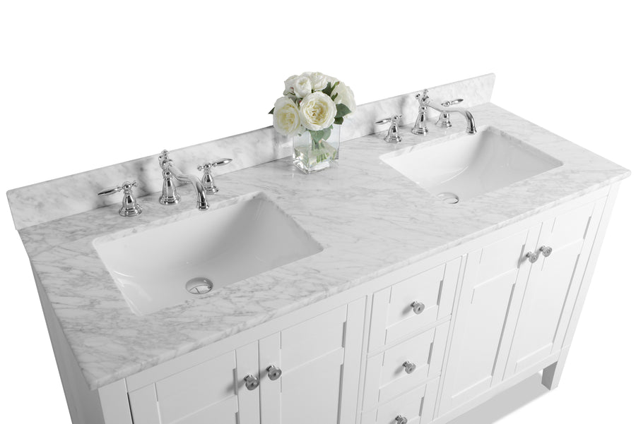Maili Bathroom Vanity Cabinet Set Collection - Ancerre Designs 60 inch | Double Sink White Brushed Nickel