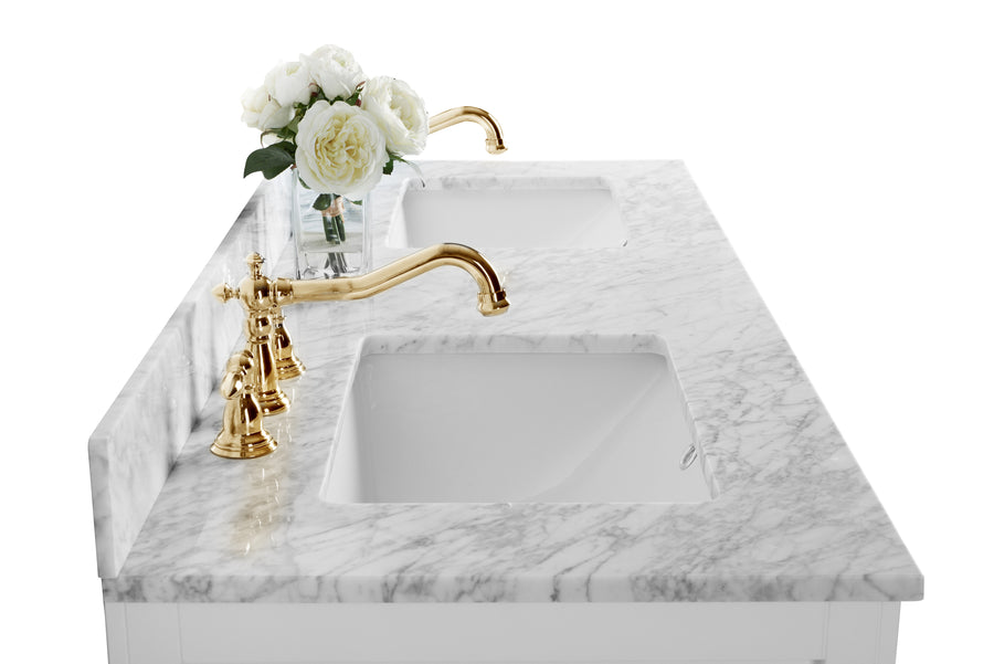 Maili Bathroom Vanity Cabinet Set Collection - Ancerre Designs 60 inch | Double Sink White Brushed Gold